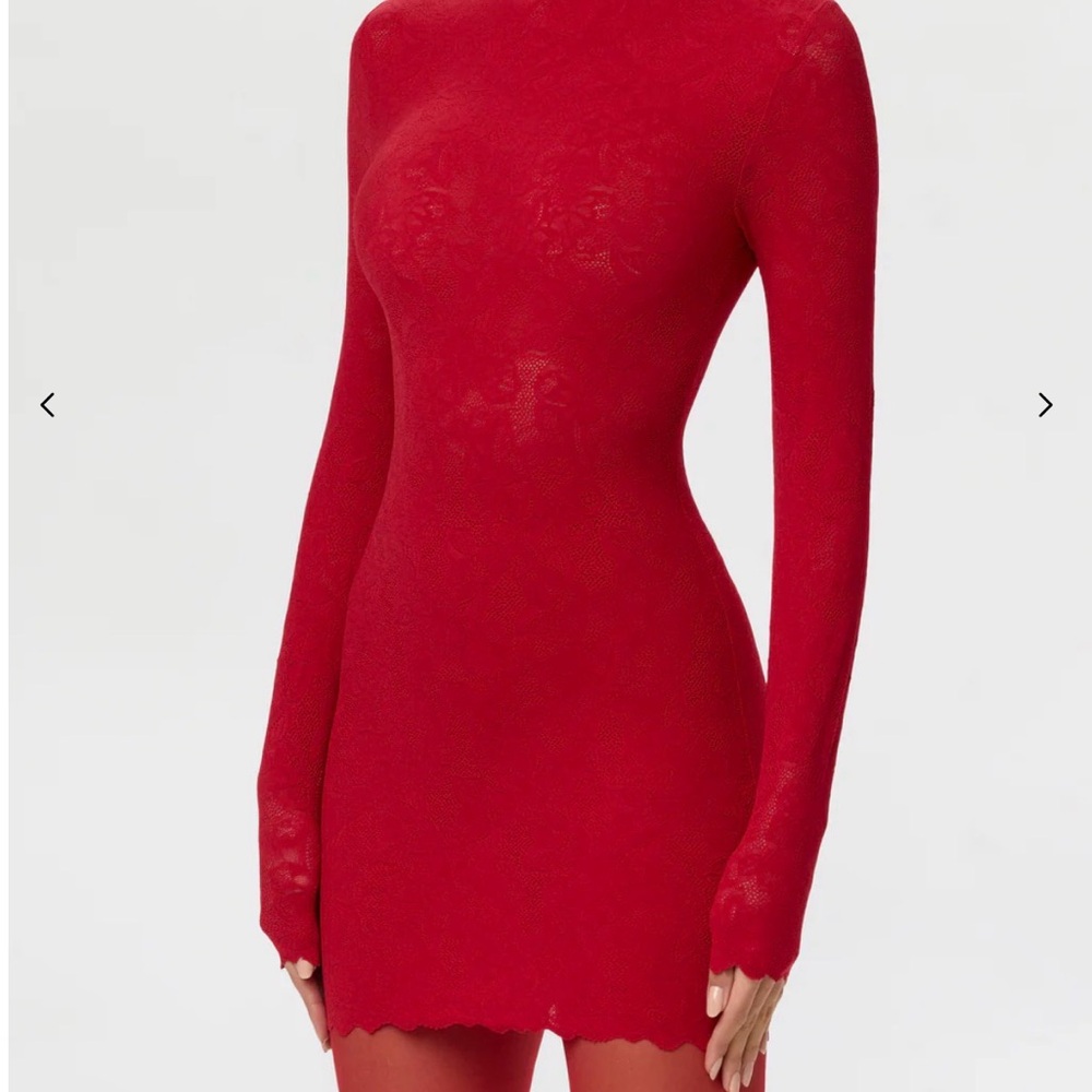 naked wardrobe Red Long-Sleeve Bodycon Mini Dress